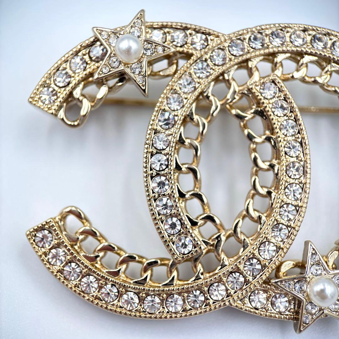 【極美品】シャネル CHANEL ブローチ ココマーク パール ラインストーン