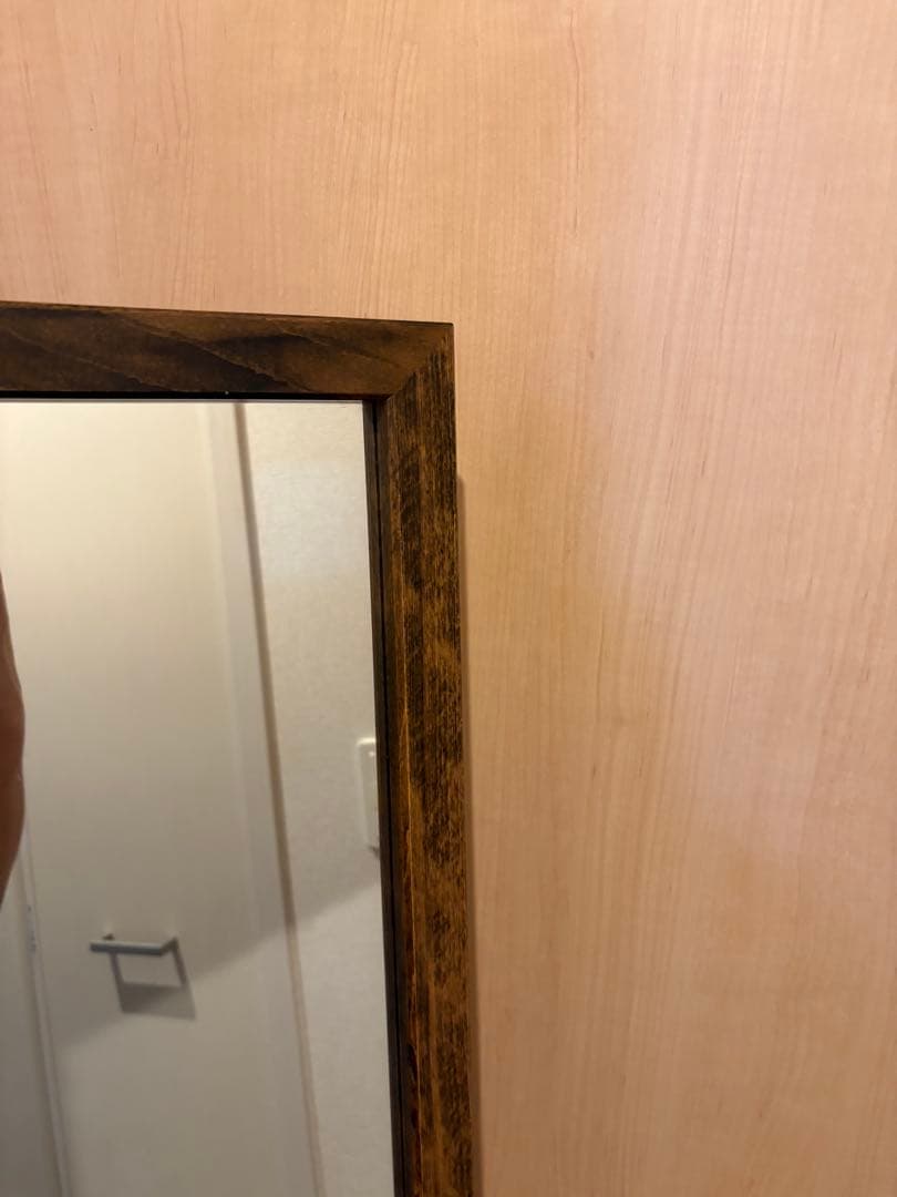 【職人手作り】ヨーロッパブナ製天然木フレーム　スタンドミラー　アンティーク　姿見