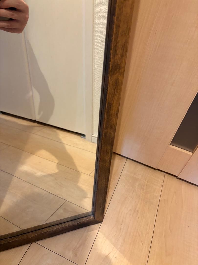 【職人手作り】ヨーロッパブナ製天然木フレーム　スタンドミラー　アンティーク　姿見