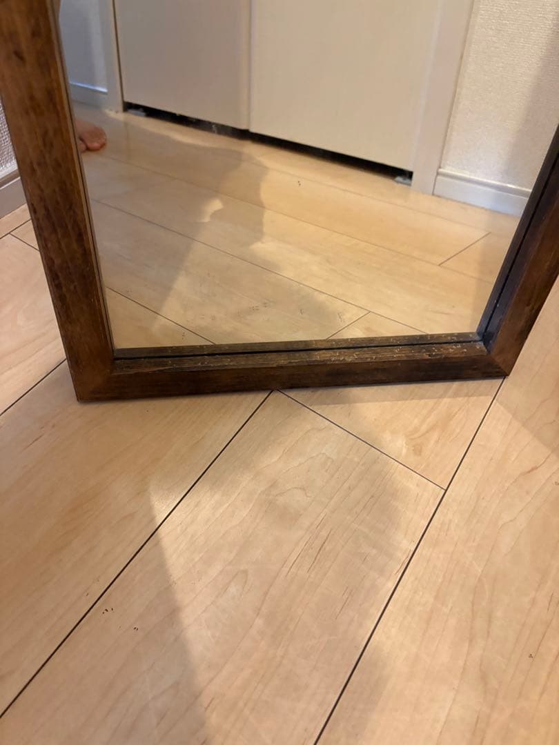 【職人手作り】ヨーロッパブナ製天然木フレーム　スタンドミラー　アンティーク　姿見