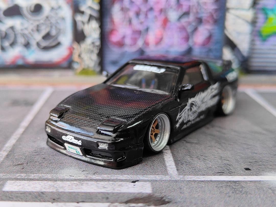 ホットウィールカスタム 日産 シルビア 180sx 全塗装黒☆トミカ改造