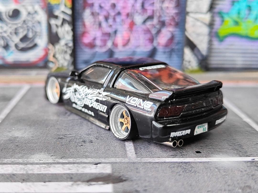 ホットウィールカスタム 日産 シルビア 180sx 全塗装黒☆トミカ改造