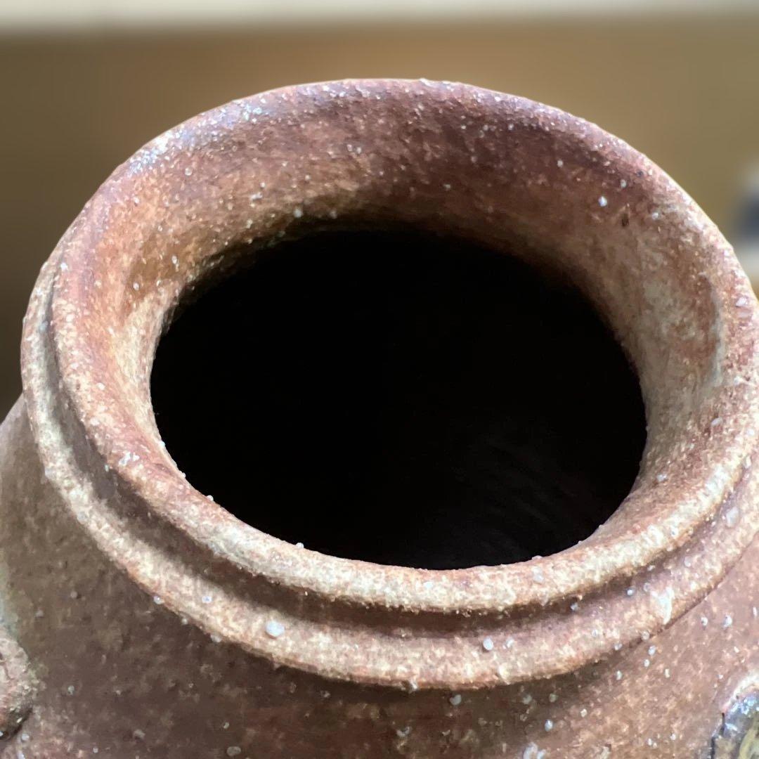 【共箱・説明文付き】信楽焼 花入 仙山窯 素朴で力強い風景の装飾 高さ22.5