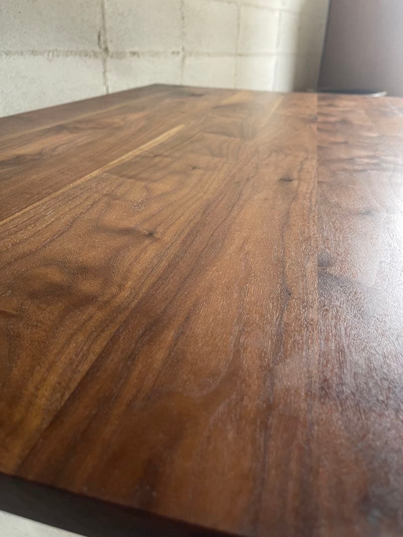 美品　ウォールナット無垢材　ダイニングテーブル　アイアン脚　脚取付位置変更可