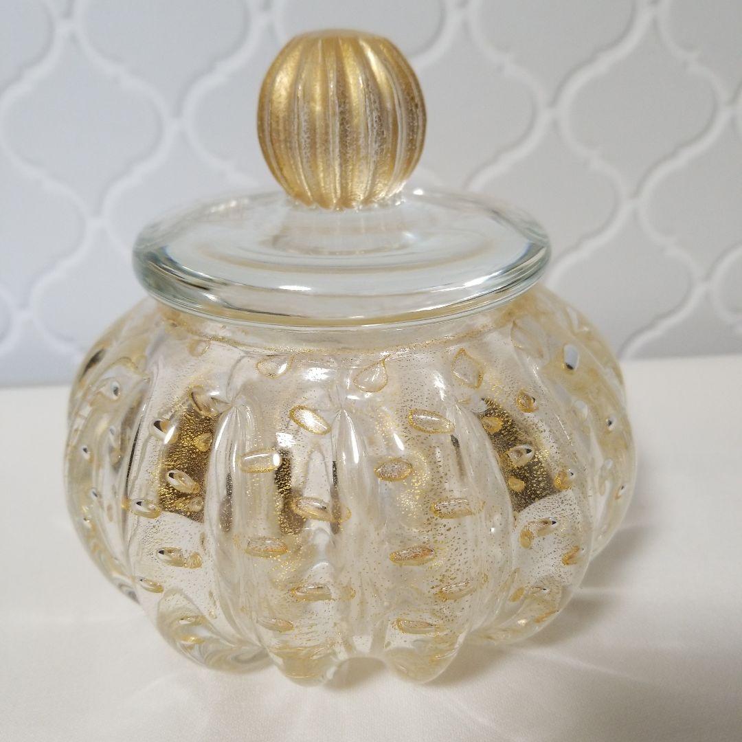 ベネチアンガラスムラノ島ゴールド入りキャンティ入れ