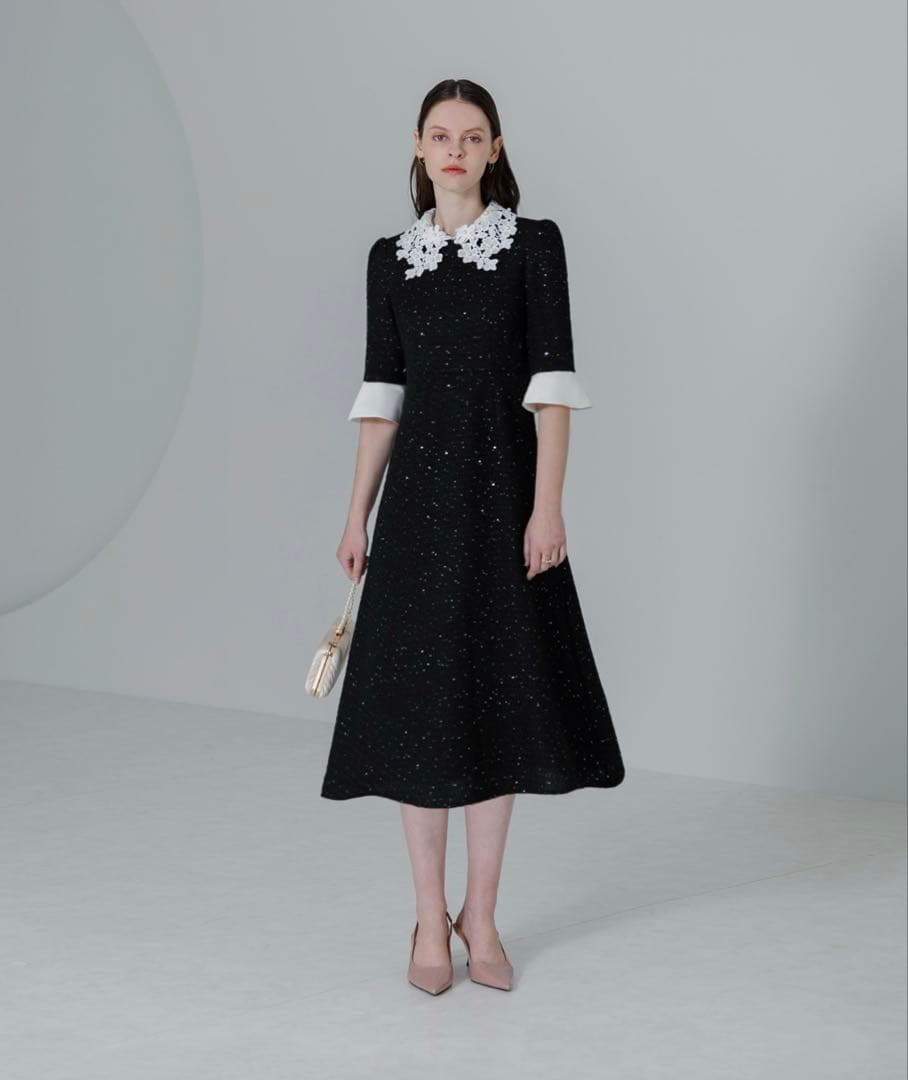 Leja 花柄レース スパンコール ドレス