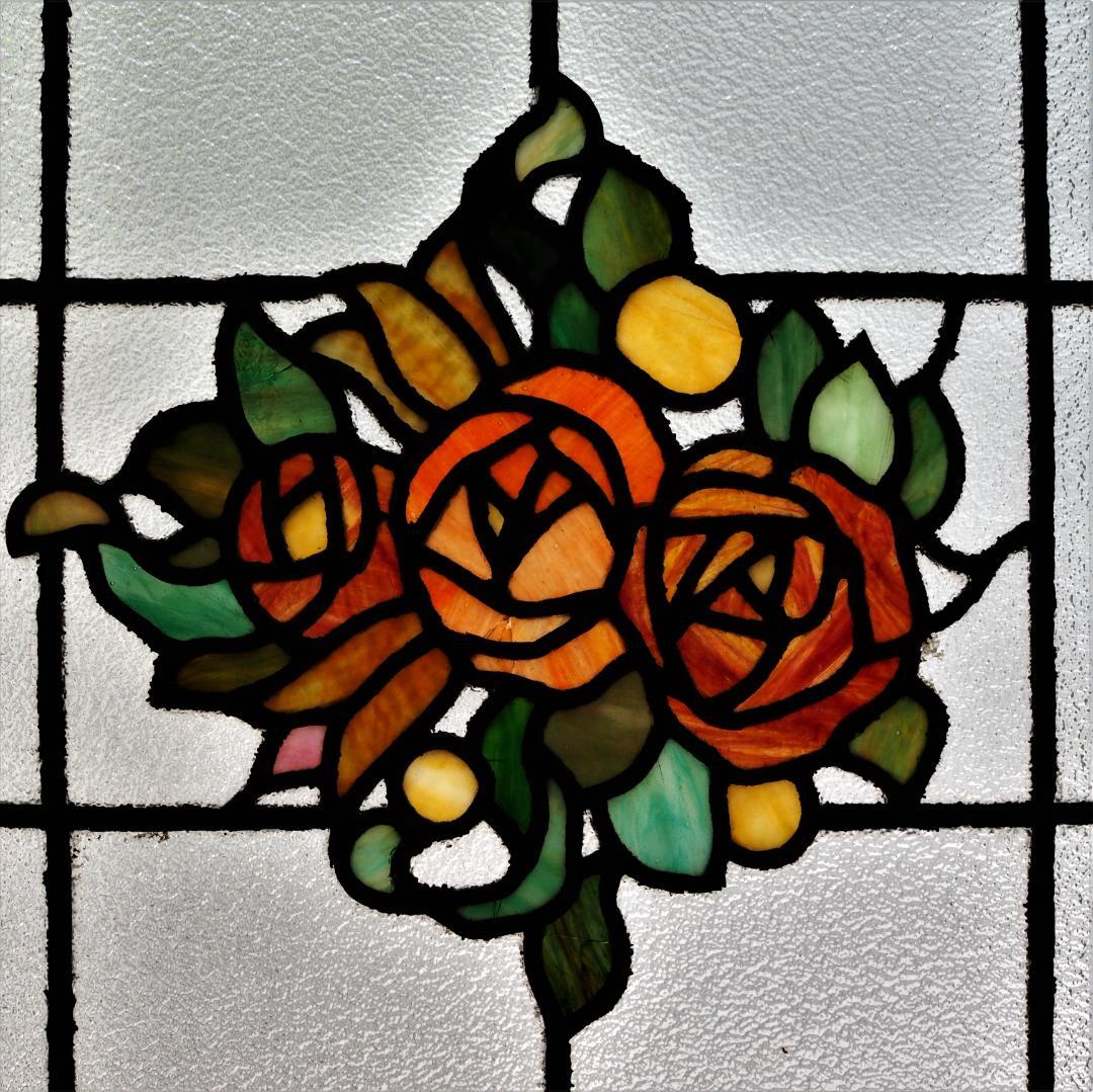 【都内引き取り限定】超希少☆和のステンドグラス☆オリジナル木製窓枠付き