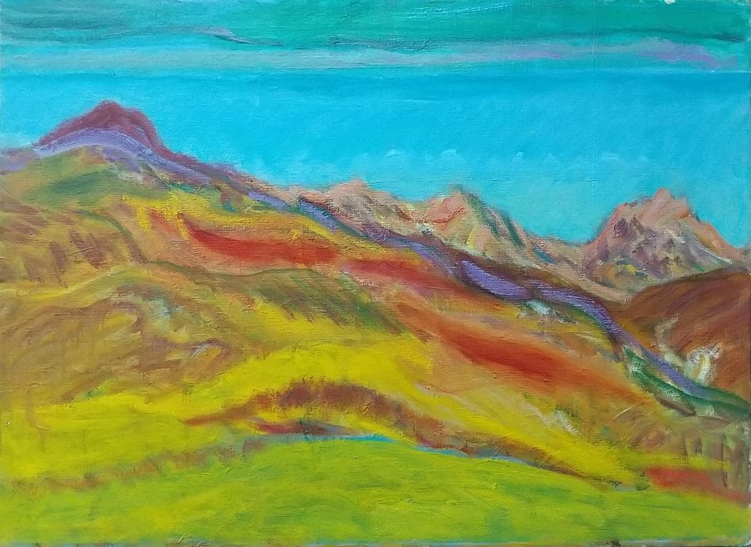 絵画「安達太良山」 P8 油絵