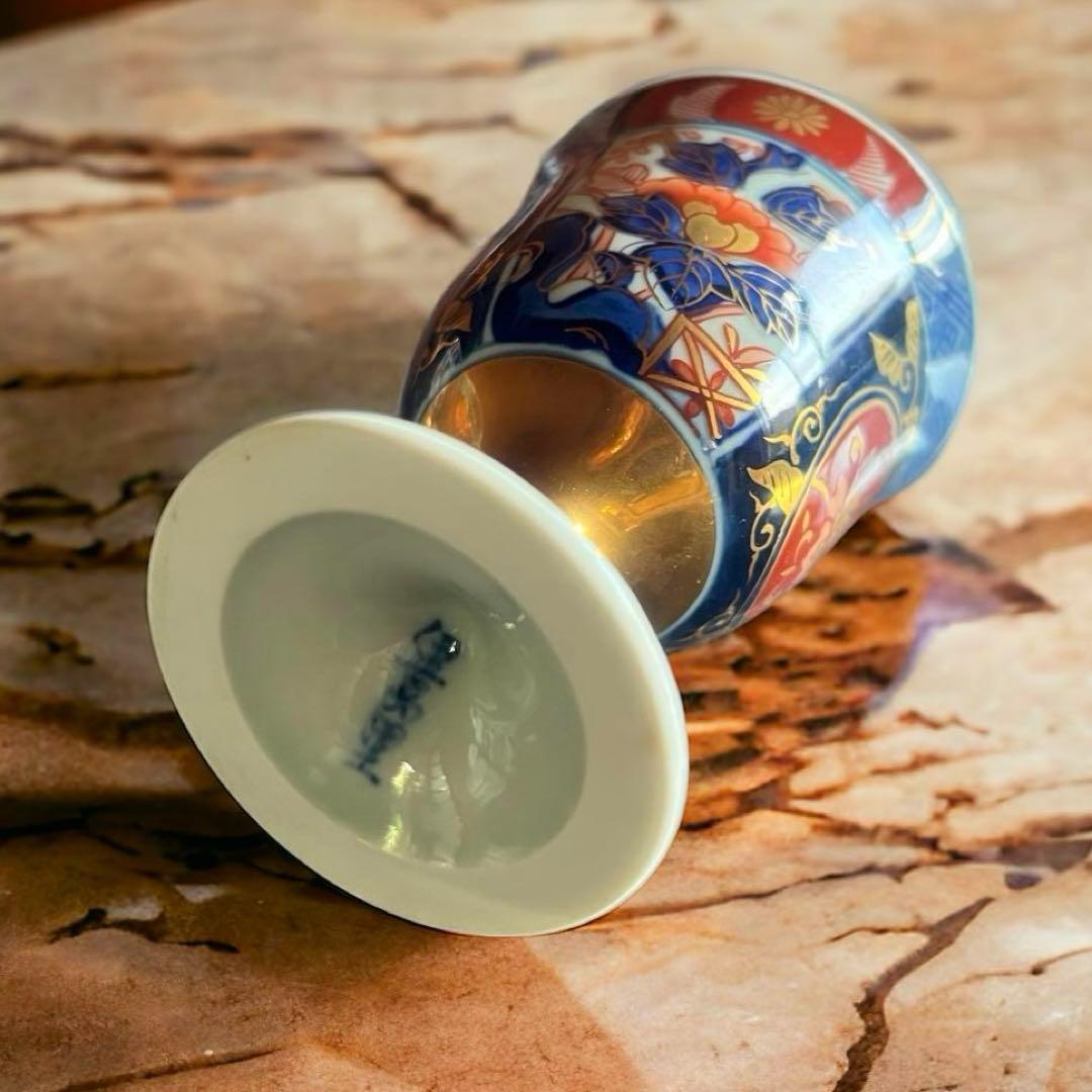 【美品】アンティーク 骨董⭐️古伊万里 猪口 色絵付け／3客 カラフル 花