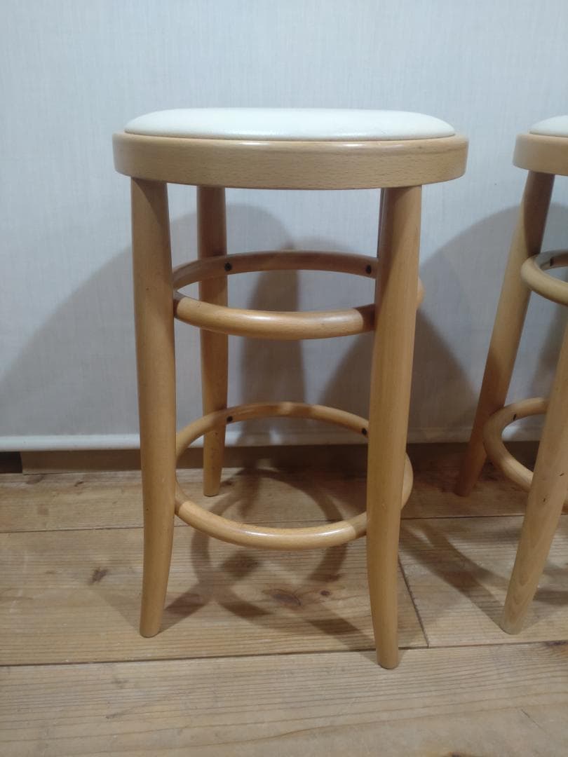 秋田木工　曲木スツール　ブナ材　カウンターチェア　高さ51㎝　2脚セット