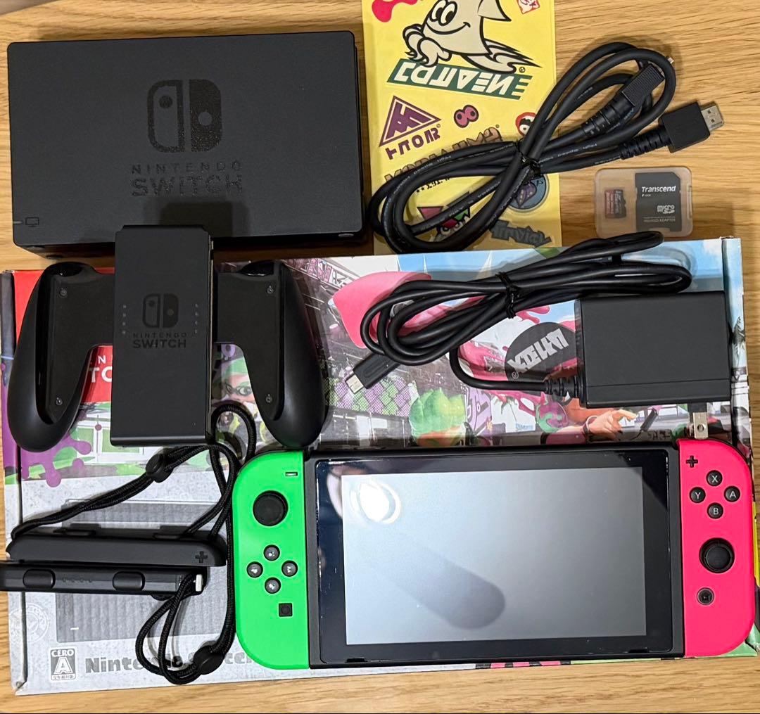 スイッチ本体 スプラトゥーン2デザイン＋ポーチ＋SDXCカード128GB