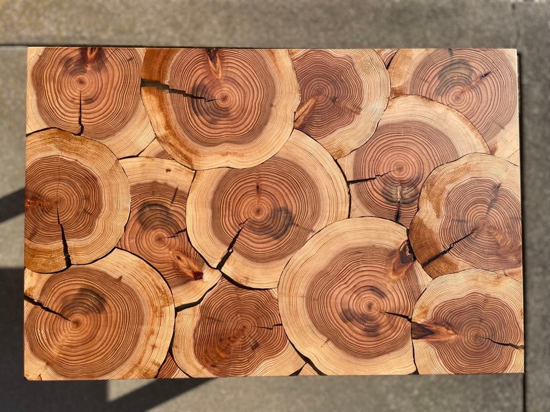 杉の丸太ローテーブル サイドテーブル 花台