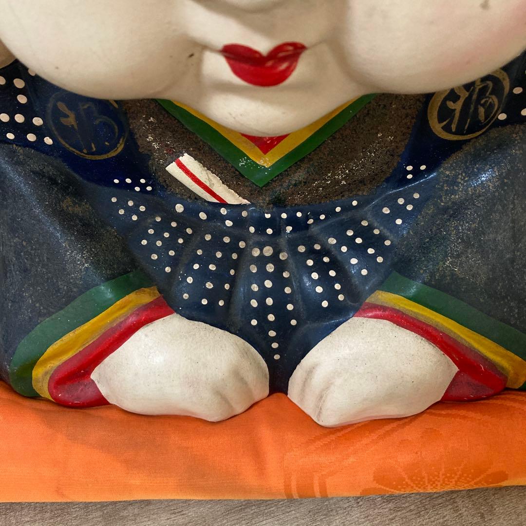 時代福助人形　縁起　手描き　招福置物　珍品〈検 招き猫　こけし　七福神　常滑焼