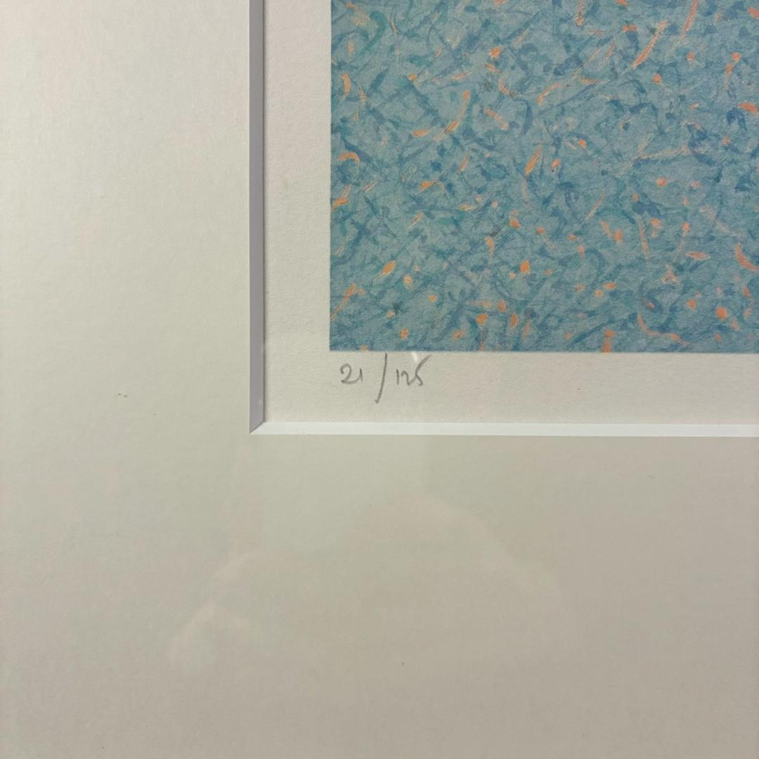 美品 アンドレ・ブーリエ「青いマリーナ」リトグラフ 直筆サイン入 額縁入り