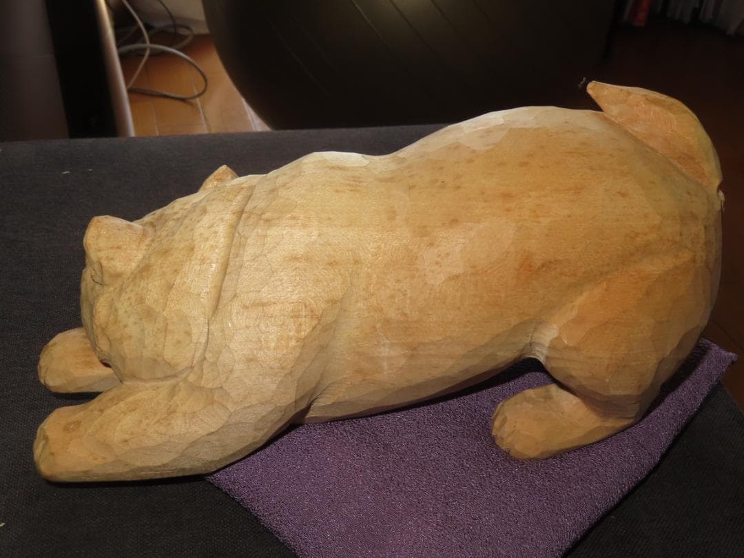 3 金岡作 金岡茂幸？　犬　イヌ 一刀彫　木彫り　木彫刻　アイヌ　北海道