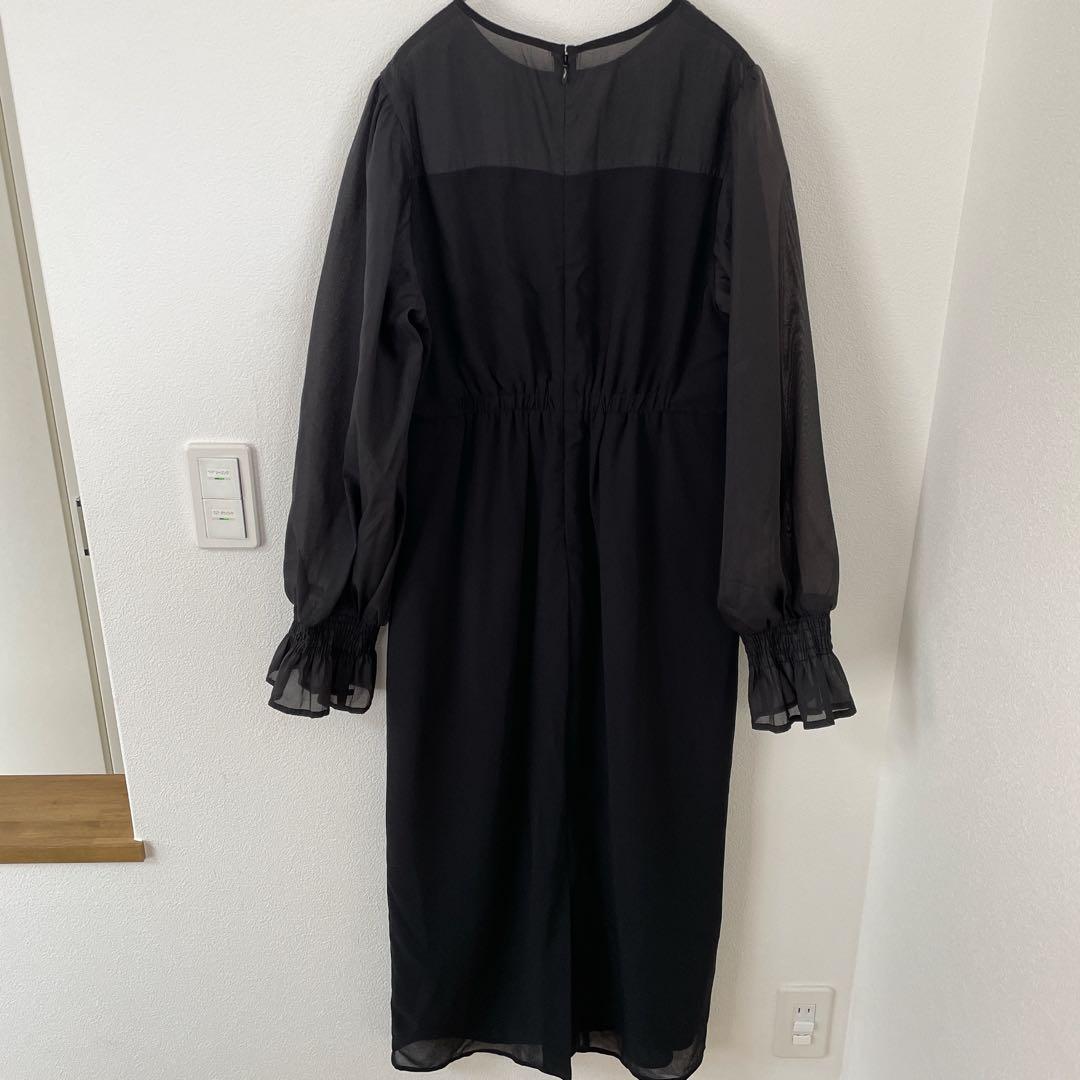 nianaビスチェ風　ボリュームスリーブシフォンドレス　結婚式　お呼ばれ　大きい