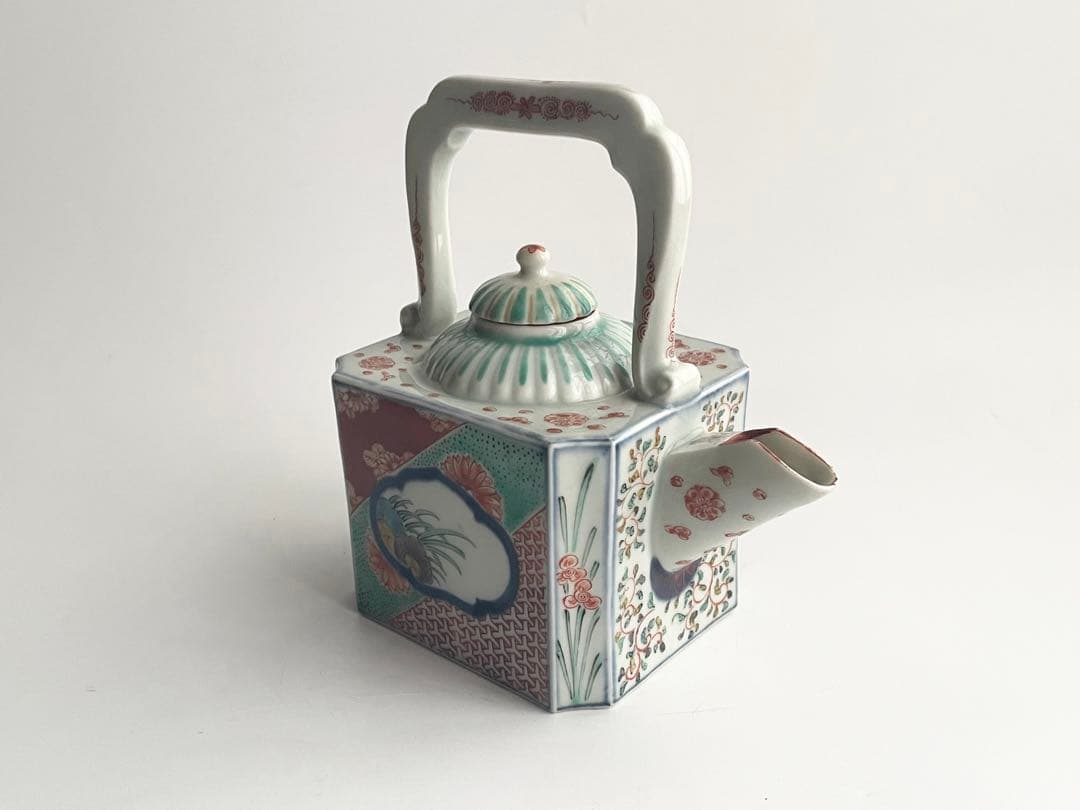 骨董　アンティーク　古伊万里　色絵　窓絵花散らし文様　汁次　すまし注　水注　銚子