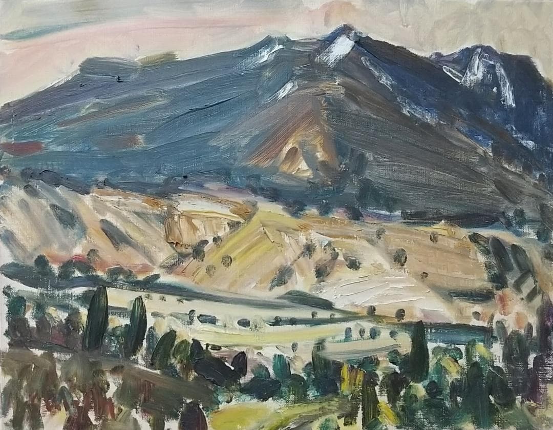 油絵「仙石原」'68 F6 油彩画 絵画 風景画 アート 箱根