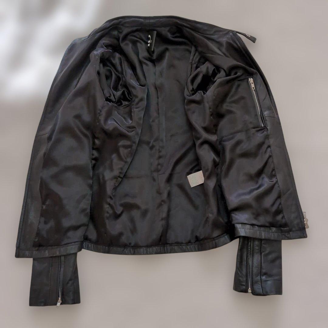 ✧美品【iDbyLAID】羊革シングルライダースL 黒　ラムレザー