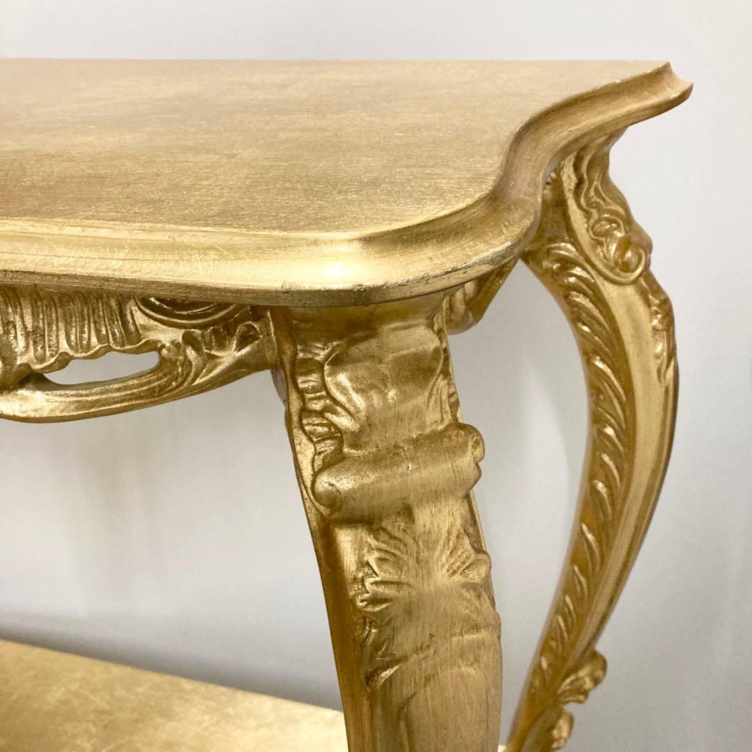 高級 コンソール 金 ゴールド 花台 ロココ 猫脚 イタリア家具