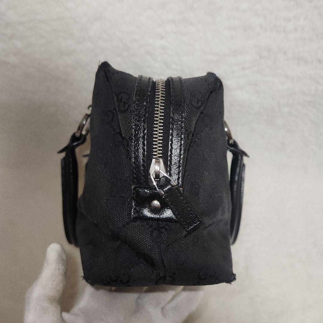 グッチ　GG　キャンバス　レザー　ブラック　ハンドバッグ　ボストン