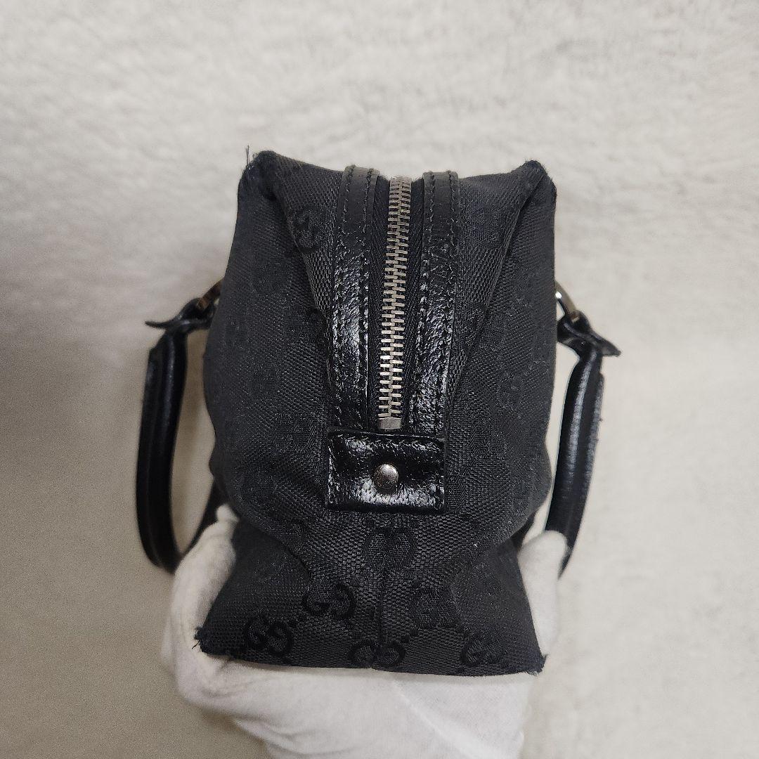 グッチ　GG　キャンバス　レザー　ブラック　ハンドバッグ　ボストン