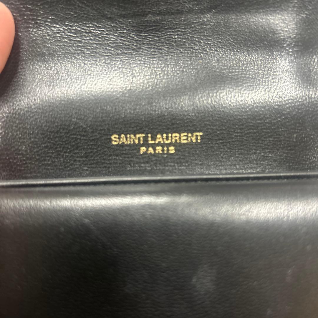 YSL 三つ折り財布 ベージュ×ブラック