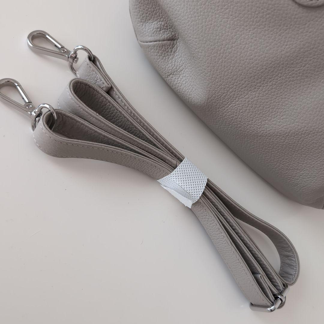 BEARDSLEY ライトグレー ラウンドミニボストンバッグ