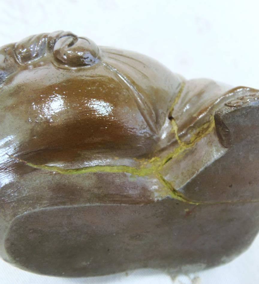 訳アリ特価！白備前 青備前 香炉 布袋 備前焼 置物 レア古備前・レア備前焼