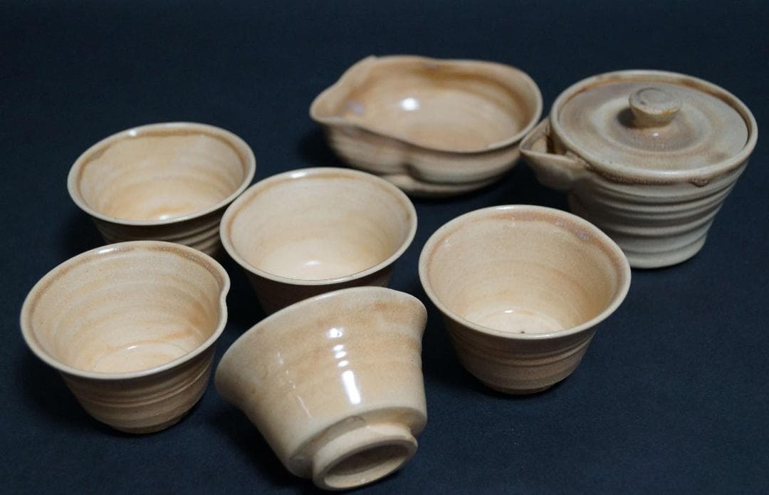 萩焼 小ぶり宝瓶/湯冷まし/煎茶碗(五客) 造形 煎茶道具☆★時代物★