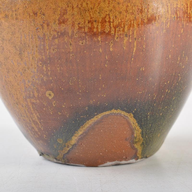 茶道具　琉球壺屋焼　琉馬作　茶入　仕覆付　共箱　V　R6102