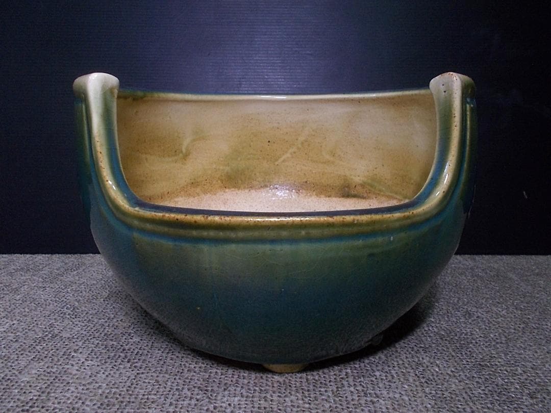 茶道具 風炉釜セット 霰茶釜 釜環 未使用五徳 織部風炉 敷板 前瓦 送料込み