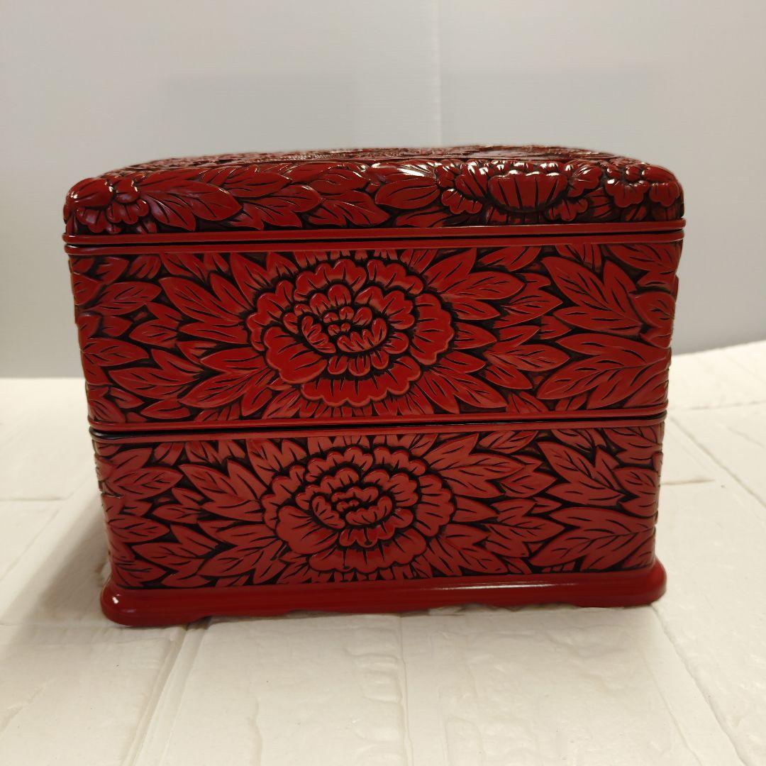 仙台堆朱　花鳥彫　二段重