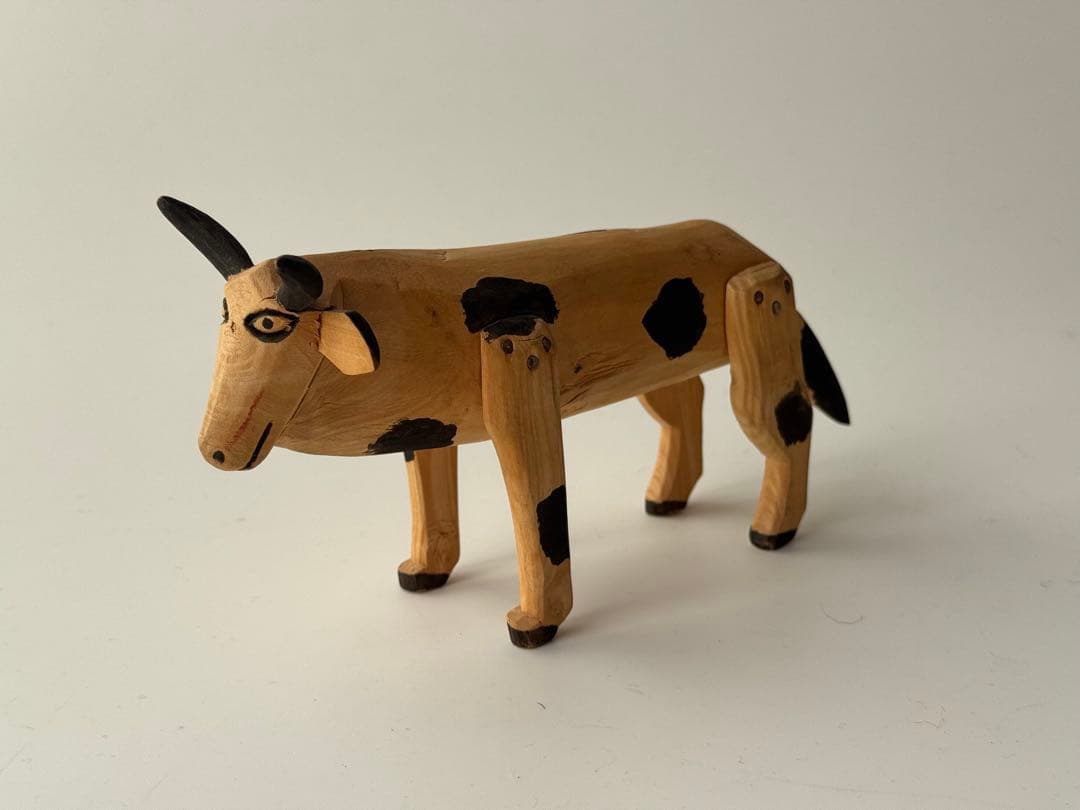 ヴィンテージ メキシコ オアハカ ウッドカーヴィング 木製 牛 置物