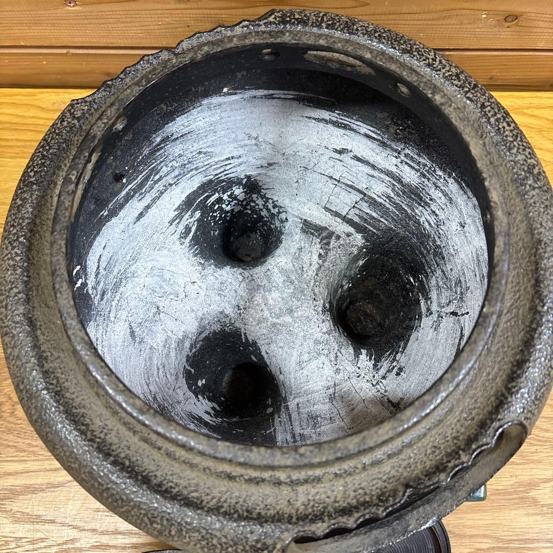 【美品】茶道具/朝鮮風炉釜 茶器 鉄瓶 鉄釜 唐銅蓋 釜環 茶釜 台付