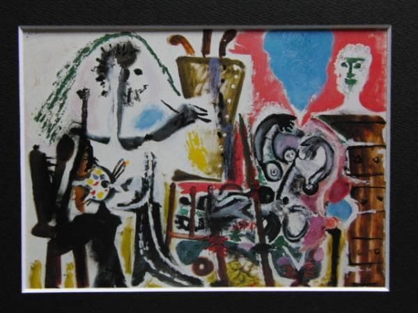 パブロ・ピカソ、画家とモデル、希少画集画、新品高級額装付