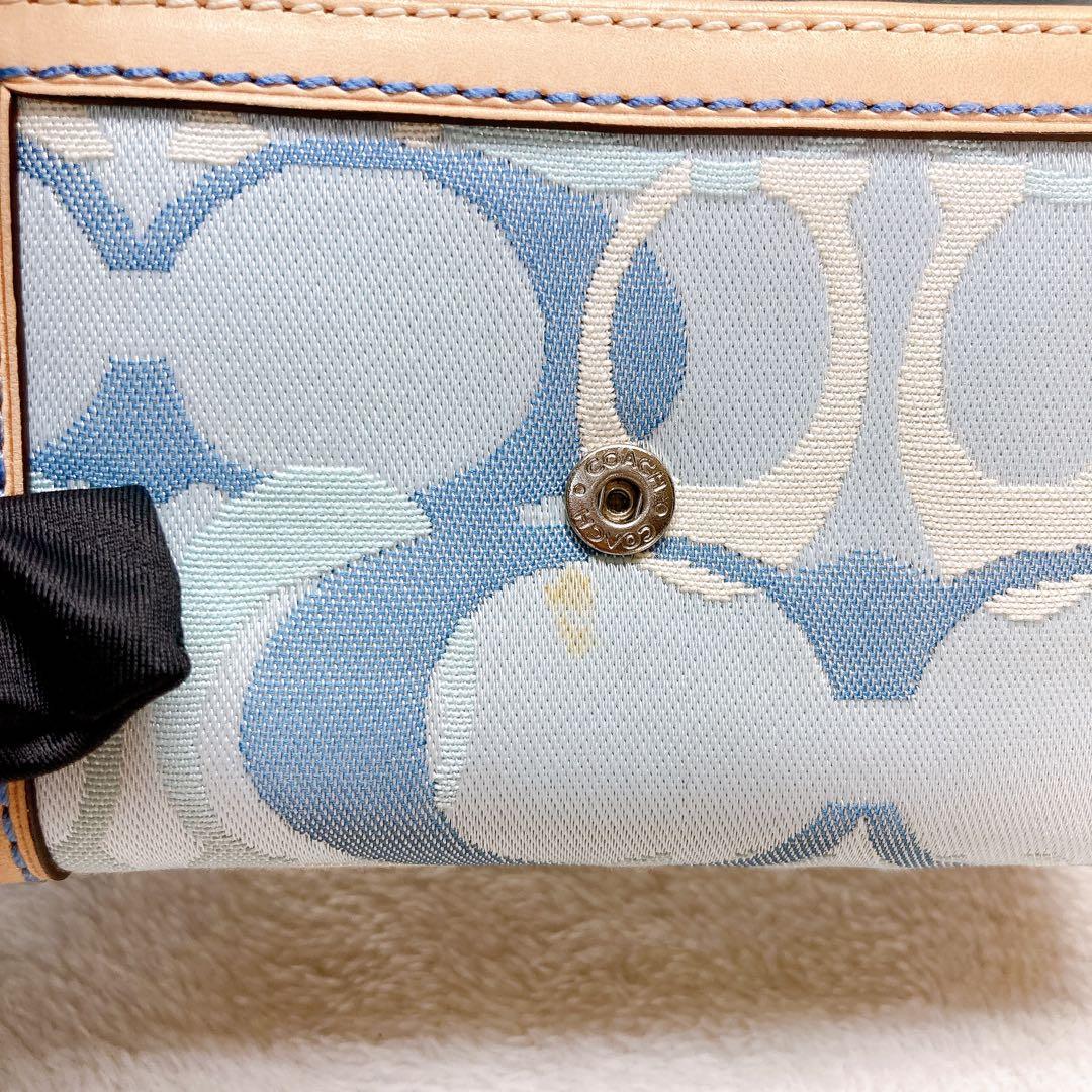 小物 Coach Soho Signature Flap Wallet Blue