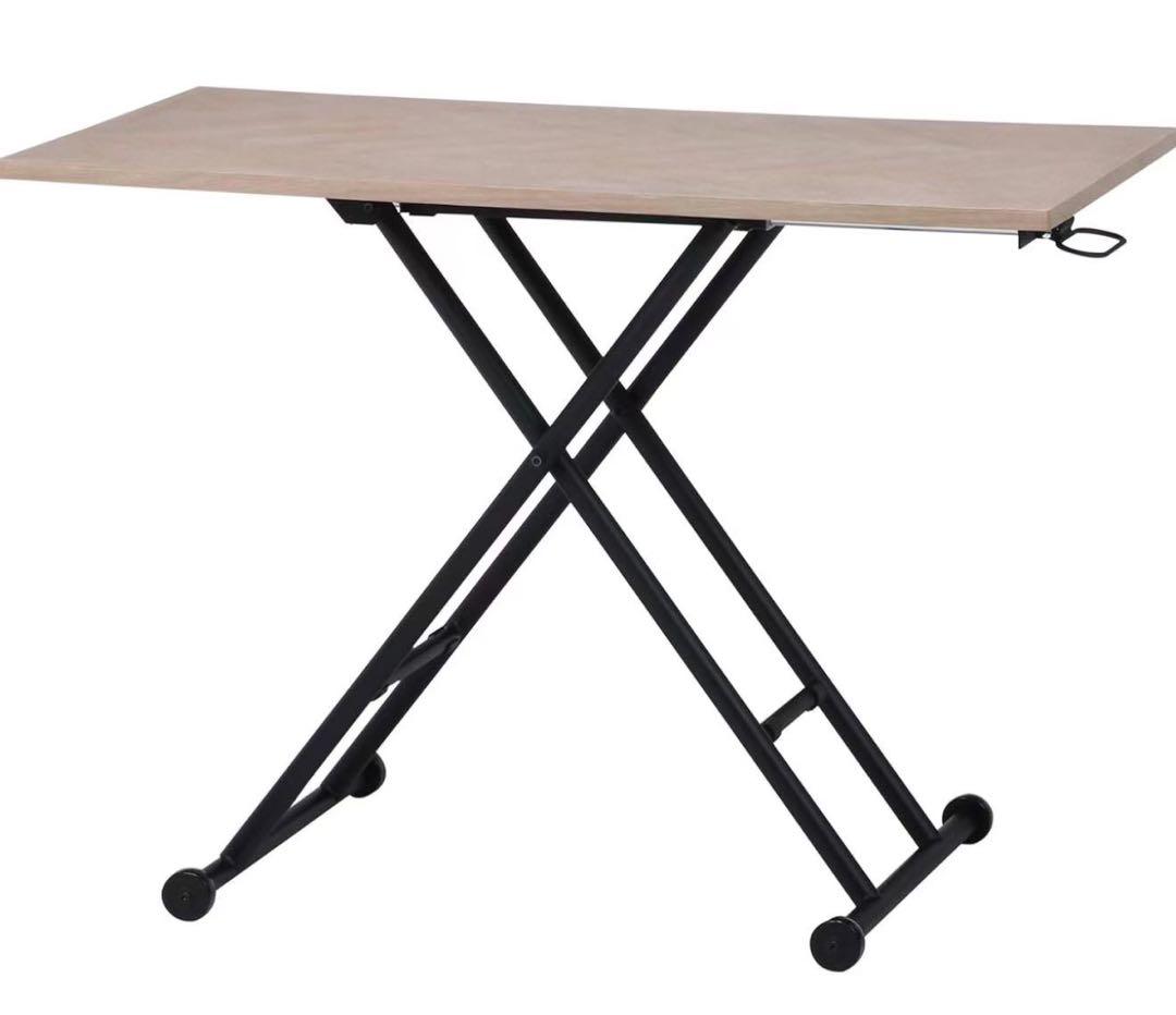 昇降式シンプルテーブル(ホワイト)