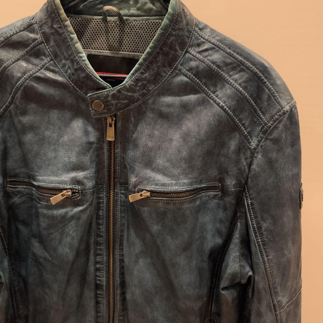 LLOYD ダークブルー シングルライダースジャケット