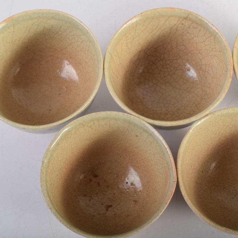 煎茶道具　虫明焼　森香洲作　漢詩文　煎茶碗　五客　C　8284