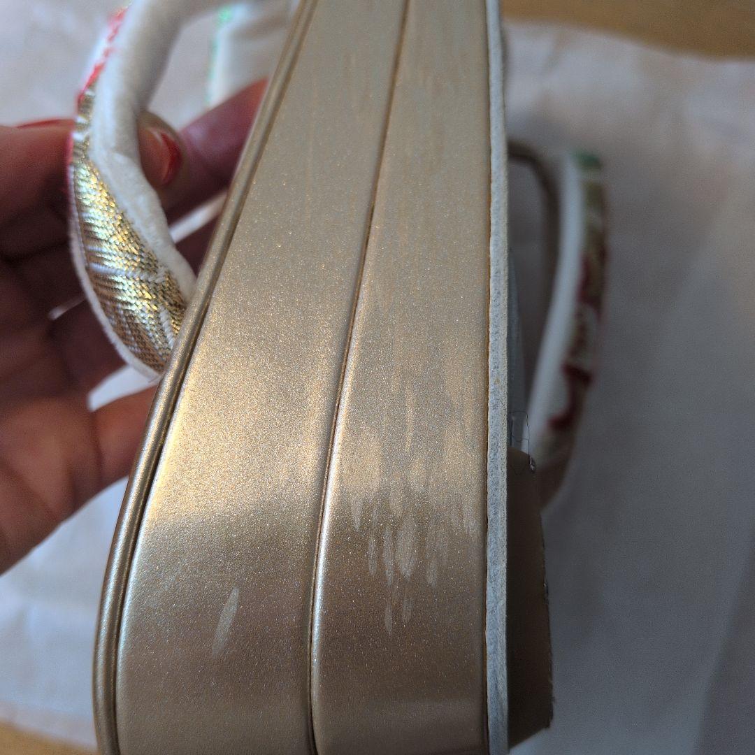 卒業式、成人式　振袖用金色花柄ハンドバッグと草履セット