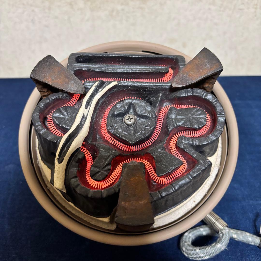 風炉/茶釜/電熱器/唐銅鬼面風炉釜/野々田製電熱器/敷板/茶道具/お点前道具