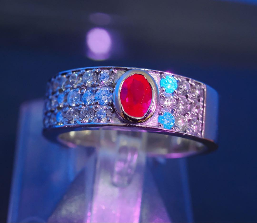 非加熱　ピジョンブラッド ミャンマー ビルマ ルビー ダイヤモンド リング