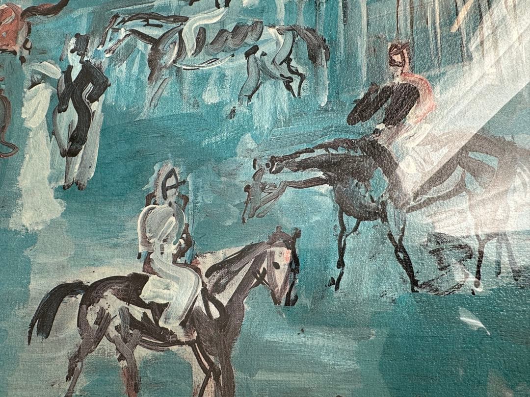 フランス絵画 ラウル•デュフィ「競馬場」複製画 油絵 油彩 額 Dufy