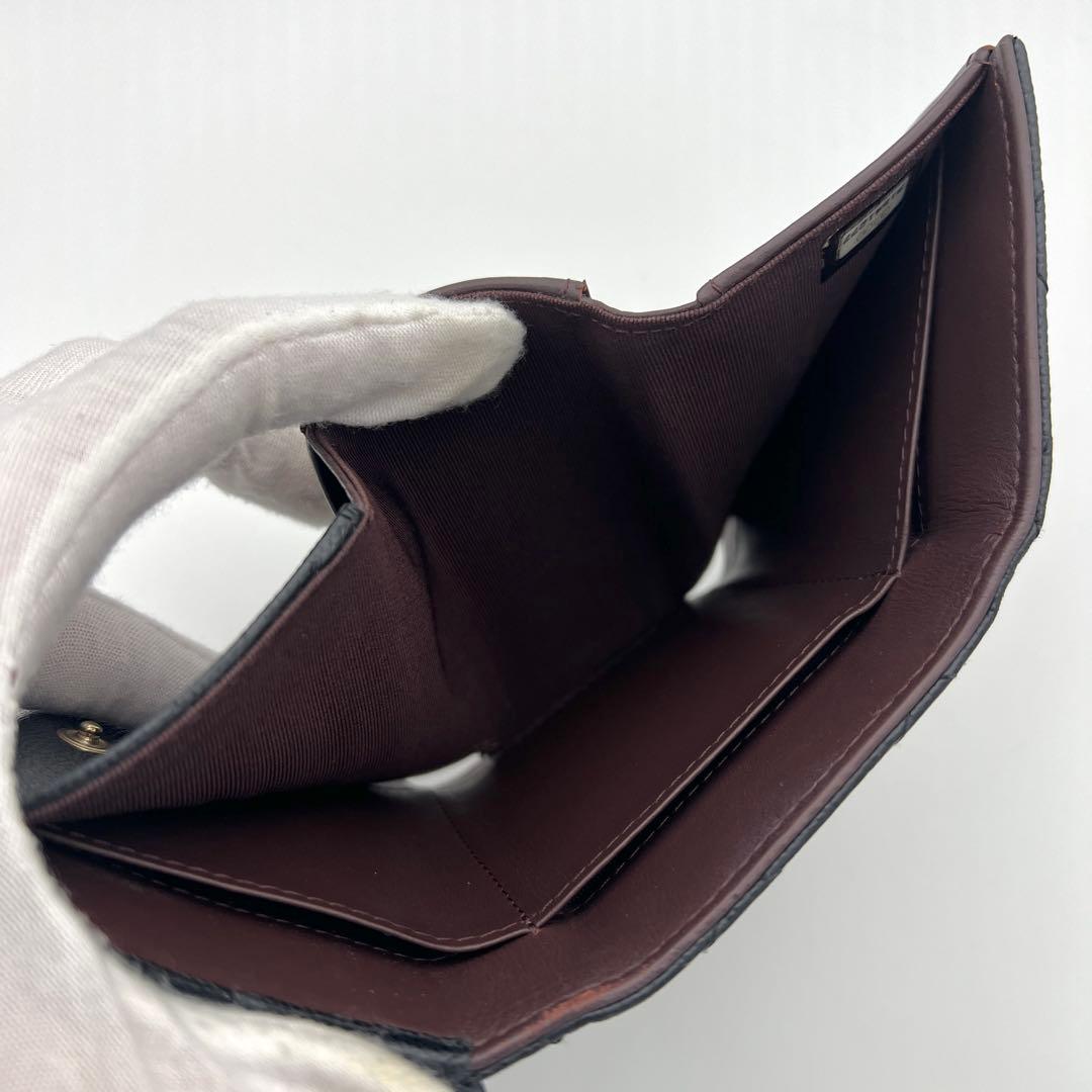 【極美品】シャネル マトラッセ キャビアスキン 三つ折り財布 ブラック 黒