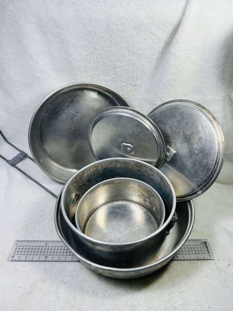 希少イギリスHOTTON社ブルドッグメスキットフライパン、深皿、中型小型ビリー缶