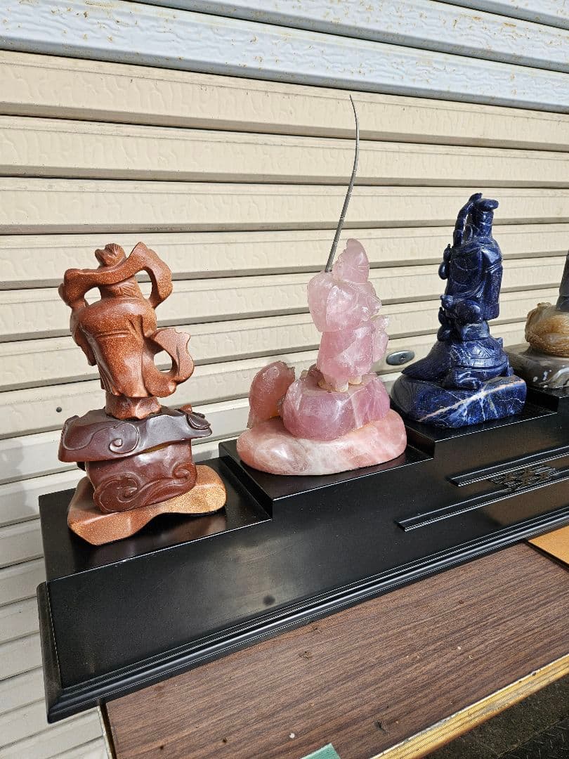 甲州水晶貴石細工 天然石の七福神 作家物 仏像 7体セット 希少 伝統工芸 宝石