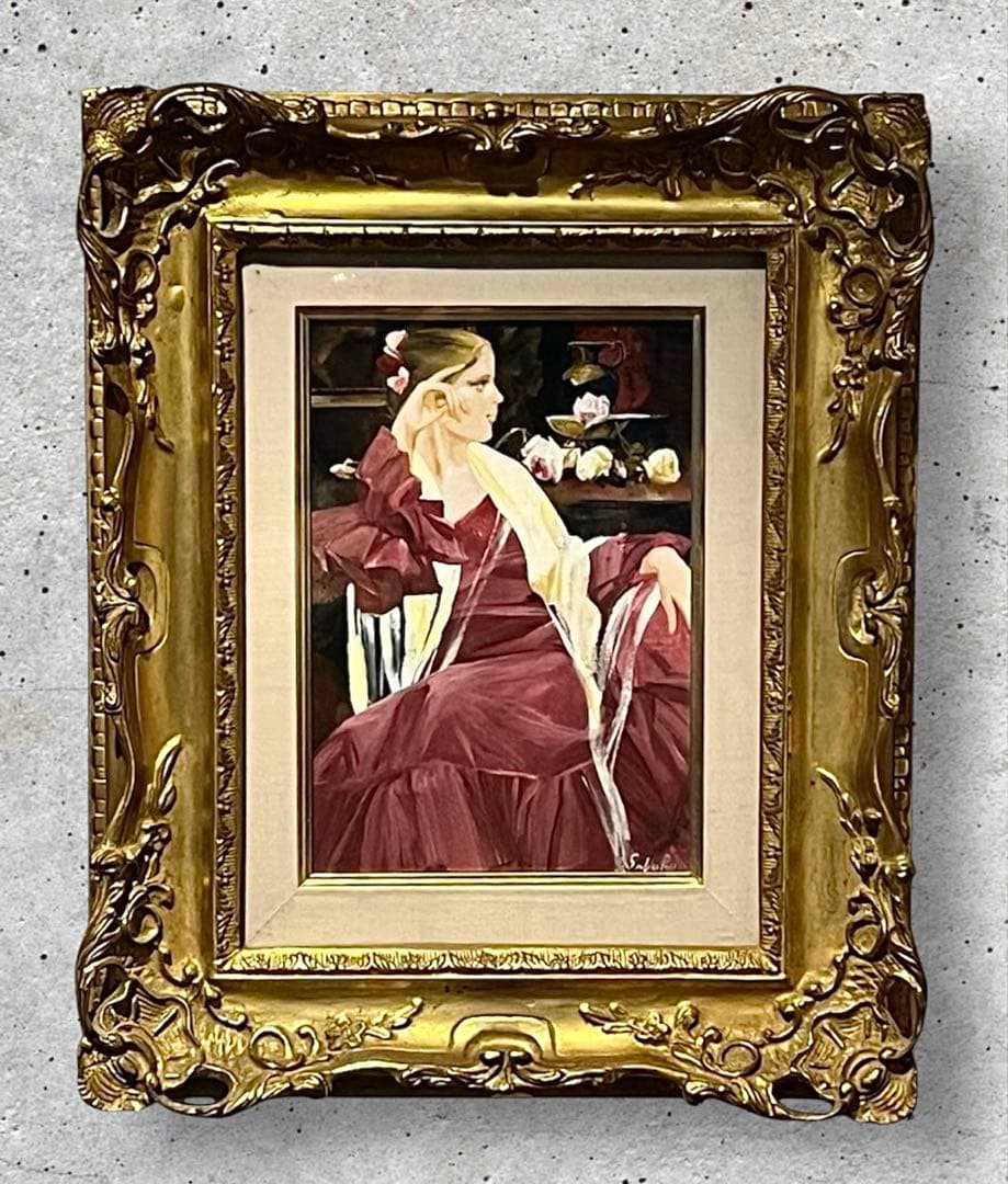 真作 巨匠 斉藤三郎 「少女エレナ」 油彩画 裏書あり