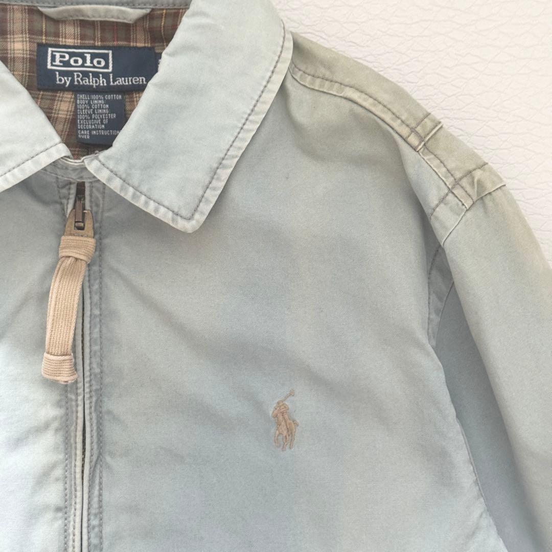 希少 90s ラルフローレン スイングトップ 裏地チェック ライトブルー デニム