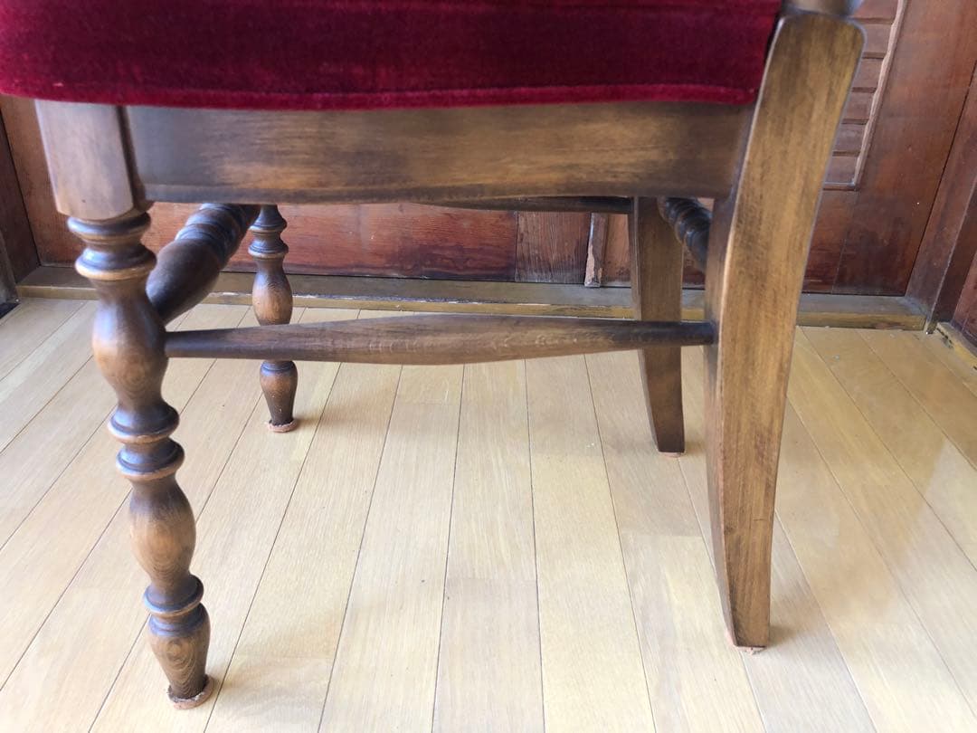 アンティーク椅子 木製 ベロア 洋風 ヴィンテージチェア　コスガ　赤ベルベット